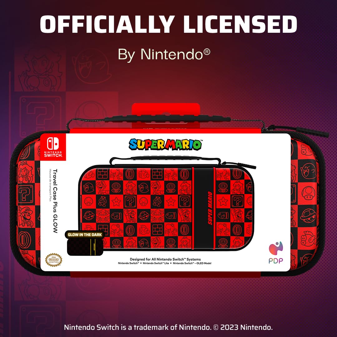 Étui de voyage PDP Plus GLOW Super Icon Étui de voyage Nintendo Switch Étui de voyage PDP Plus GLOW Super Icon Étui de voyage Nintendo Switch